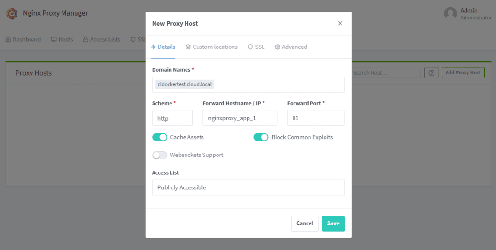 add the proxy host hostname