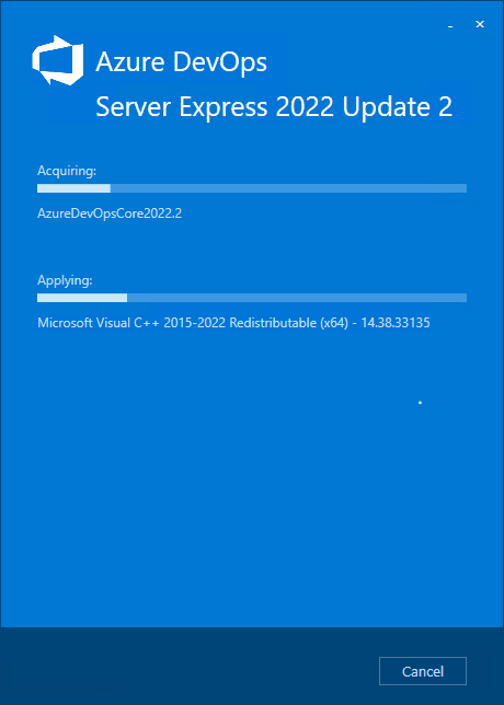 beginning the installation of azure devops server express 2022 update 2