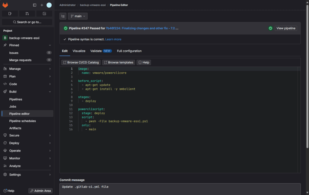 configuring a gitlab pipeline