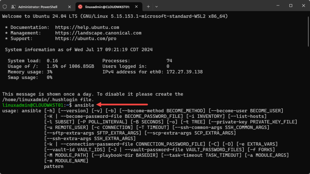 running ansible for automating configuration management