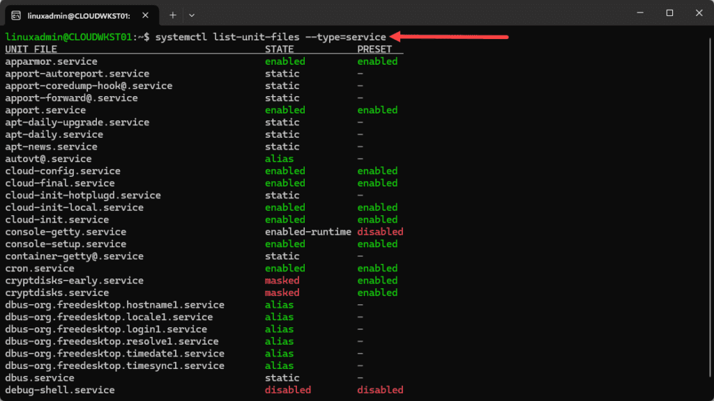 verifying systemd is installed in wsl with the systemctl command