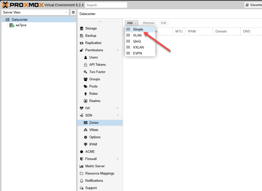 Beginning Proxmox SDN setup