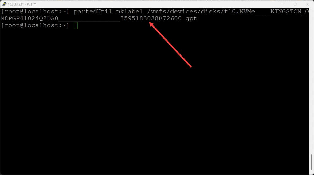 initializing the disk with a GPT (GUID Partition Table) partition table