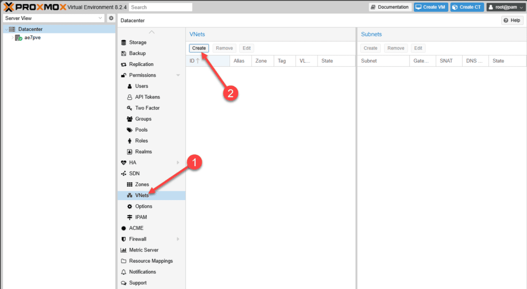 creating a new vnet in proxmox sdn