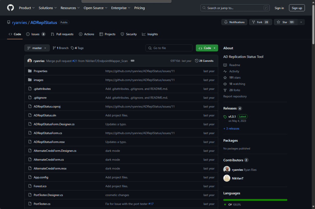 github repo for the new active directory replication status tool