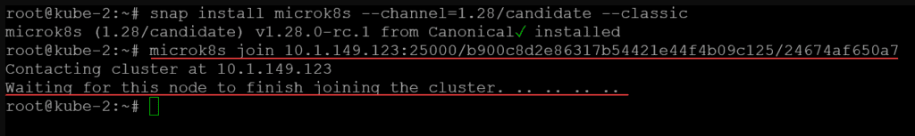 joining a node to the microk8s cluster