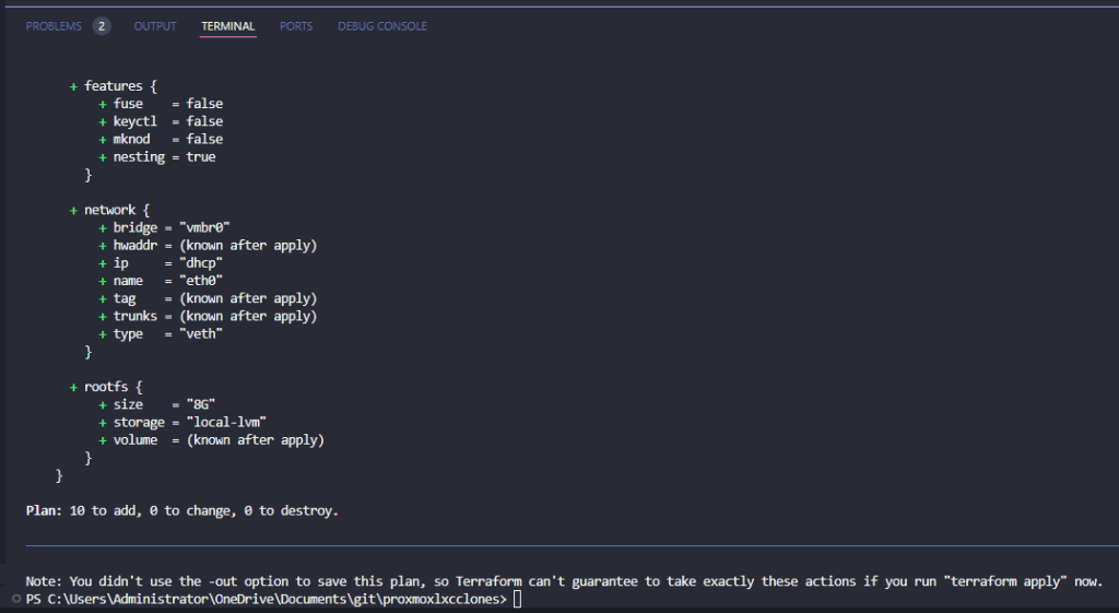 running terraform plan