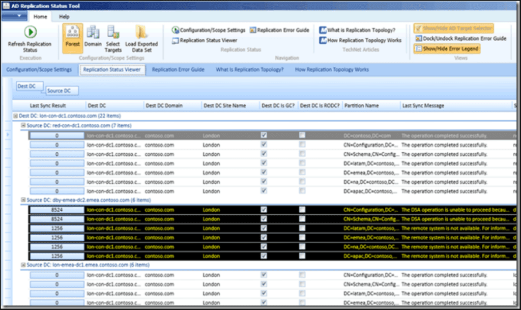 the old active directory replication status tool