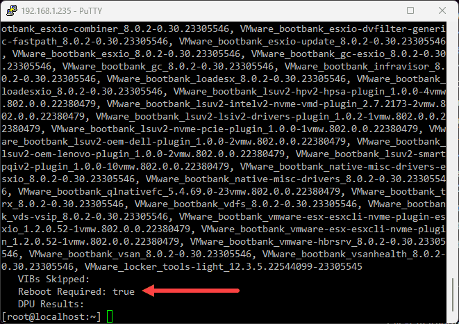 update applied successfully need to reboot for vsphere 8.0 update 3